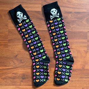 Knee High Skull Heart Socks